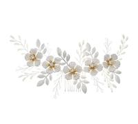 BIUDECO Peigne à Cheveux Blanc à Fleurs, Accessoire de Mariage Décoratif en Cristal, 1 Pièce, Élégant Bandeau pour Coiffure de Mariée, Bijou Cheveux Femme pour Fête et Cérémonie