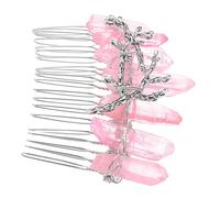 BIUDECO Peigne à Cheveux Cristal Naturel pour Mariage Peigne Argenté avec Fil Sécurisé Accessoire Coiffure Bridal avec Dents Épingle Décorative et Filles