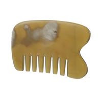 BIUDECO Peigne en Corne à Six Dents Larges Mini Peigne de Massage du Cuir Chevelu et Grattoir Gua Sha Multifonction pour Visage, Cou et Cheveux Portable pour Voyage, Maison et Bureau