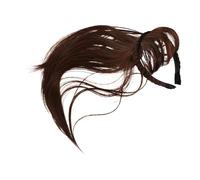 BIUDECO Perruque Bandeau Tressée Marron avec Frange Topper Cheveux Lisses Invisibles Coiffure Rapide et Naturelle pour Femmes Couvre Racines Grises et Augmente Volume