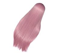 BIUDECO Perruque Rose Synthétique Longue Et Lisse Postiche Naturelle Pour Femme Et Fille Sans Odeur Facile à Porter Entretenir