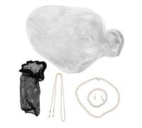BIUDECO Perruque Vieille Dame Grise pour Femmes Déguisement Mère Kit de Costume avec Chignon et Accessoires