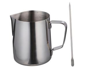 BIUDECO Pichet à Lait Inox avec Échelle Intérieure et Stylo Latte Art Cruche Mousseuse pour Espresso et Café Inox et Précis pour Maison et Bar