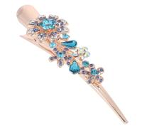 BIUDECO Pince à Cheveux en Métal Bleu Ornée de Cristaux Fleur Élégante, Accessoire Chic pour Cheveux, Ne Tombe Pas Facilement, pour Célébrations et Banquets