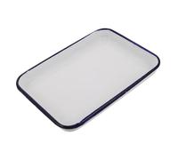 BIUDECO Plaque de Cuisson Antiadhésive et Résistante Haute Température Blanche Rectangulaire Émaillée Vintage pour Pâtisserie et Cuisson Four