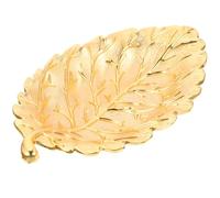 BIUDECO Plateau à Goûter en Alliage Doré Forme Feuille Taille Moyenne Plateau de Service Nordique pour Fruits Collations et Desserts Décoration Intérieure Polyvalent Cuisine et Salon