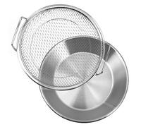 BIUDECO Plateau à Snacks Double Couche Acier Inoxydable avec Filtre et Fine Égouttoir pour Aliments Frits Plateau de Rangement pour Fruits et Friandises