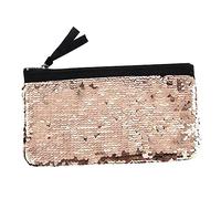BIUDECO Pochette Cosmétique Scintillante Sac à Main Élégant Sequins Dorés Trousse de Rangement Zippée Durable pour Maquillage pour Toutes Occasions