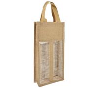 BIUDECO Porte-Bouteilles en Toile de Jute avec fenêtre Transparente fourre-Tout à Main pour Bouteilles de vin élégant et Portable pour Cadeaux et Occasions