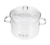 BIUDECO Pot de Cuisson Verre Borosilicate avec Couvercle Marmite Transparente à Deux Poignées pour Mijoter Cuisson Ramen et Soupe Ustensile de Cuisine Multifonction pour Maison et