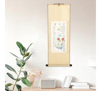 BIUDECO Rouleau Décoratif 80 X 30 CM en Soie Jaune - Diagramme Traditionnel du Corps Humain Points d'Acupuncture - Parchemin D’Art Mural Chinois pour Décoration Intérieure et Médecine