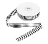 BIUDECO Ruban Tissé à Carreaux Noir 16 CM X 22 M - Ruban Décoratif Multi-Usage pour Emballage Présent Loisirs Créatifs Décoration de Fête et Confection de Nœuds Artisanaux