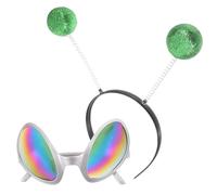 BIUDECO Set de Lunettes Drôles et Tête Extraterrestre Vert Argenté Accessoires Cosplay pour Fête et Festival Photo et Déguisement Adultes et Garçon Fille