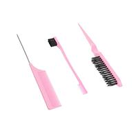 BIUDECO Set de Peignes pour Coiffeurs Peigne Queue de Rat à Double Embout Brosse Coiffante et Résistante Rose