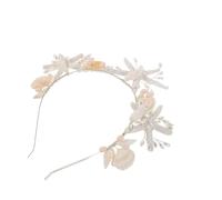 BIUDECO Silver Pearl Band Casque De Mariée De Mariage Couronne Bandeau De Mariée Bandeau De Cheveux De Mariage Coquillage Blanche Métal Plastique