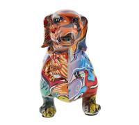 BIUDECO Statue Chien Résine Colorée Décorative Sculpture Artisanale Moderne Ornement Bureau Salon Figurine Chien Design Créatif