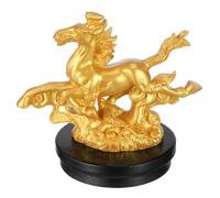 BIUDECO Statue de Cheval en Résine Dorée Sculpture Décorative Feng Shui Figurine D’Animal pour Bureau et Intérieur Ornement Léger et Imperméable Décoration de Salon Élégante