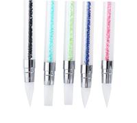BIUDECO Stylo à Points Nail Art 5 Pièces Tête Silicone Acrylique Transparent Strass pour Manucure Professionnels Création Motifs Fleurs Cuticules