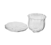 BIUDECO Tasse à Thé Verre Clair Forme Citrouille avec Sous-verre Résistance Haute Température pour Maison Bureau Salon de Thé Design Créatif et Élégant