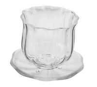 BIUDECO Tasse à Thé Verre Transparent avec Sous-verre pour Thé Kung Fu Tasse Créative Citrouille Résistante Chaleur pour Maison Bureau