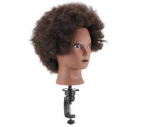 BIUDECO Tête Mannequin Afro pour Entraînement Coiffure Homme Cheveux Synthétiques Résistants Haute Température Pratique pour Salon et Académie pour Coiffer Cheveux Frisés et Crépus