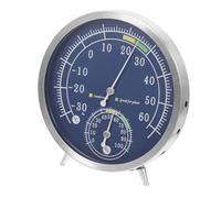 BIUDECO Thermomètre Argenté en Acier Inoxydable Hygromètre Intérieur Précis et Polyvalent, Mural Facile à Utiliser pour Usage Domestique