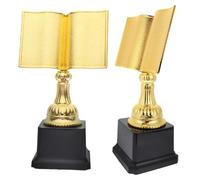 BIUDECO Trophée de Lecture 2 Pièces Plastique Grand Trophée Doré pour Concours de Lecture et Souvenir Parent-Garçon et Filles