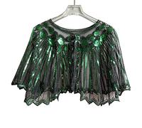 BIUFY Châles à Paillettes Style années 20, écharpes perlées Vertes pour Bal de Promo et Robes de soirée.
