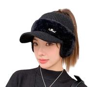 BIUFY Chapeau de Baseball Fantaisie en Maille Fourrure avec protège-Oreilles, Style décontracté et Chaud, pour influenceuses, Noir.
