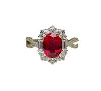 Biuhapiy Bague en pierre précieuse rouge synthétique de 3 carats - Design élégant avec un savoir-faire de précision