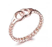 Biuhapiy Bague pour femme plaquée or rose 18 carats avec menottes
