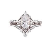 Biuhapiy Ensemble de bagues de couple en forme de gouttelettes avec zircones incrustées de cristaux et motif floral élégant pour elle et lui 7