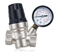 Biupky Régulateur de pression d'eau pour camping-car, régulateur de pression d'eau réglable en laiton sans plomb avec jauge pour camping-car, remorque de voyage