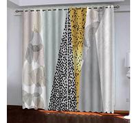 BIURKA Lot De 2 Rideau Thermique Isolant Anti Froid - Rideaux Chambre pour Adulte Et Enfant, 3D Imprimé À Pois Géométriques Motif Rideaux À Oeillets, Rideaux Occultants Salon Cuisine 220X210cm(Lxh)