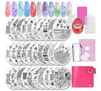 Biutee Stamping Tampon Nail Art Plaque d'ongles 30 modèles d'impression d'ongles 2 Tampon 2 Grattoir 1 Paquet de Cartes