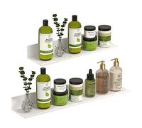 Biutimarden Étagère De Douche Paquet De 2 Auto-Adhésif, Autocollant avec Trou De Drainage Acier Inoxydable Étagère De Salle De Bain Antirouille Pas De Perçage Rangement(30CM & 40CM,Blanc)