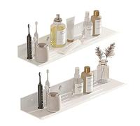 Biutimarden Étagère De Douche Paquet De 2 Auto-Adhésif, Autocollant avec Trou De Drainage Acier Inoxydable Étagère De Salle De Bain Antirouille Pas De Perçage Rangement(40CM,Blanc)