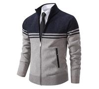 Biutimarden Homme Cardigan Automne Hiver Chaud Veste Ouvrez-Front Zippé Gilet ManteauxTricoté à Col Droit Manche Longue pour Homme