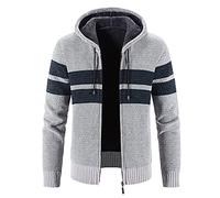 Biutimarden Veste en tricot pour homme - Automne Hiver - Fermeture éclair - Sweat à capuche - Mode - Doudoune, Gris clair 8827, XL