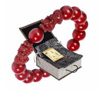 biuufish Bracelet Feng Shui en cinabre, bracelet en cinabre PiXiu, perles de prière, bracelet de protection pour homme et femme, bracelets de perles rouges, bijoux cadeaux pour attirer la richesse et