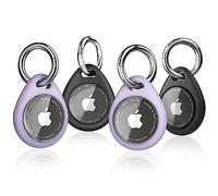 Biuupa Lot de 4 pendentifs AirTag - Coque TPU protectrice résistant aux chocs et rayures avec rabat avant et porte-clé - Protection complète