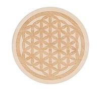 Bivea Fleur de Vie Pleine Gravée Bois 100 mm | Support Lithothérapie Gravure Sacrée Décoration