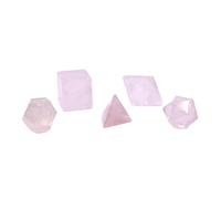 Bivea Lot de 5 Solides de Platon en Quartz Rose, petite taille, formes géométriques en pierre naturelle, 2 cm environ