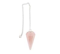 Bivea | Pendule hexagonal de radiesthésie | Quartz Rose naturel | Origine Brésil | Chaînette métal | Rose pâle à translucide | Vendu à l’unité