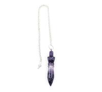 Bivea | Pendule Thot en Améthyste | Qualité Extra | Pendule de radiesthésie | Chaînette métal argenté | Longueur totale env. 18 cm