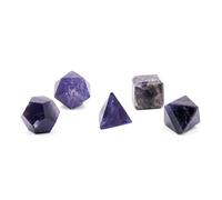 Bivea Solides de Platon en Améthyste, lot de 5 pièces, petite taille 2 cm environ, tétraèdre hexaèdre octaèdre dodécaèdre icosaèdre, pierre naturelle