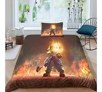 BIVEE Final Fantasy 3D Parure Imprimé Housse De avec Fermeture À Glissière Anime Couette Taie d'oreiller pour Lit 1 Ou 2 Personnes Ensemble De Literie 2 Pcs pour Adolescents Single（135x200cm）