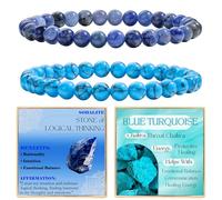 Bivei 2-Pièces 6 mm bracelet pierre naturelle femme - Sodalite, Turquoise Bleue - bracelet perles extensible fait main lithothérapie yoga méditation protection