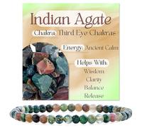 Bivei Agate Indienne - Calme Ancien - Bracelet de Perles Pour Femmes 4mm en Semi-précieux Naturel élastique élastique Cristal Bijoux Cadeaux de Yoga