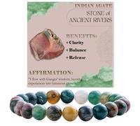 Bivei Agate Indienne - Calme Ancien - Bracelet de Perles Pour Femmes 8mm en Semi-précieux Naturel élastique élastique Cristal Bijoux Cadeaux de Yoga